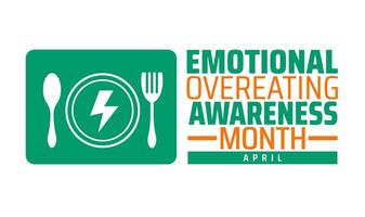 Emotional Overeating Awareness Month geometric shape pattern background banner or poster design template. observed every year in April. Holiday concept. Use to any Template, card, poster, placard. vector