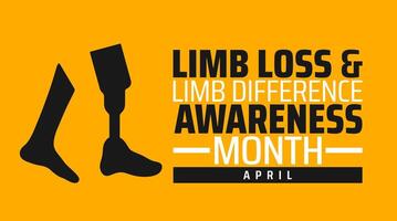 Limb Loss and Limb Difference Awareness Month background banner or poster design with yellow color vector