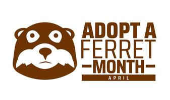 Adopt A Ferret Month geometric shape pattern background banner or poster design template. observed every year in April. Holiday concept. Use to any Template, card, poster, placard, template. vector