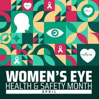 Womens Eye Health and Safety Month geometric shape pattern background banner or poster design template. observed every year in April. Holiday concept. vector