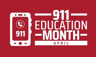911 Education Month background banner or poster design template. observed every year in April. Holiday concept. Use to any Template, card, poster, placard, template. vector