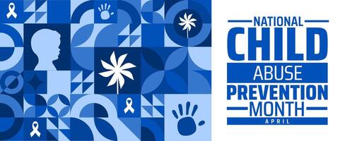 National Child Abuse Prevention Month geometric shape pattern background banner with child design vector
