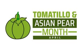 Tomatillo and Asian Pear Month geometric shape pattern background banner or poster design template. observed every year in April. Holiday concept. Use to any Template, card, poster, placard, template vector