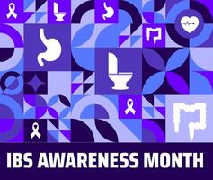 Irritable Bowel Syndrome IBS Awareness Month geometric shape pattern background banner with blue color vector