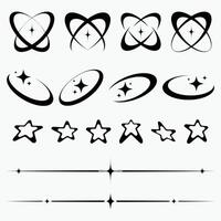 Aesthetic Y2K Elements with Sparkles Stars and Abstract Shapes for Retro Futuristic and Trendy Digital Designs vector