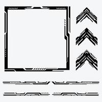 Futuristic Cyber Tech Frame and Borders with Sharp Digital Elements for SciFi and HighTech and Streetwear Designs vector