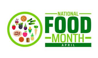 National Food Month geometric shape pattern background banner or poster design template. observed every year in April. Holiday concept. Use to any Template, card, poster, placard, template. vector