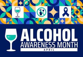 Alcohol Awareness Month geometric shape pattern background banner or poster design template. observed every year in April. Holiday concept. Use to any Template, card, poster, placard, template. vector