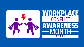 Workplace Conflict Awareness Month geometric shape pattern background banner or poster design template. observed every year in April. Holiday concept. Use to any Template, card, poster, placard. vector