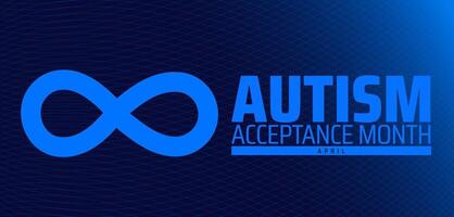 Autism Acceptance Month blue color technology concept background banner or poster design template. observed every year in April. Holiday concept. Use to any Template, card, poster, placard, template. vector