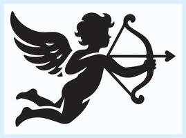 Flying Cupid with a Bow and Arrow in a Classic Love Scene vector