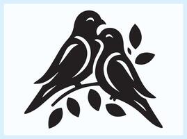 Captivating Silhouette of Love Birds in a Serene Setting vector