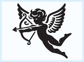Charming Cupid Holding a Bow, Ready to Strike Hearts vector