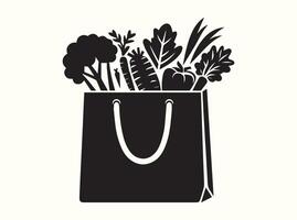 Silhouette of a Shopping Bag with Vegetables vector