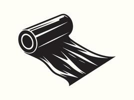 Solid Black Silhouette of a Roll of Plastic Wrap vector