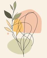 a drawing of a plants with leaves and shapes vector