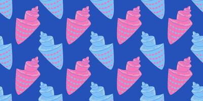 Seamless pattern with pink and blue sea shells. Hand drawn flat style seashell. Tropical beach shells. Summer seamless pattern vector