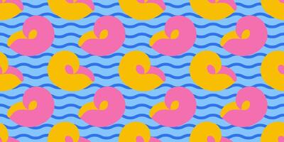 Seamless pattern with pink and yellow seashells Hand drawn flat style sea shell. Tropical beach shells summer seamless pattern illustration vector