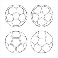 Continuous one line art drawing of World cup football ball design set outline vector