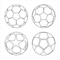Continuous single line art drawing of World cup football ball design set outline vector