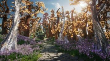 The forest is a beautiful game with lots of trees photo