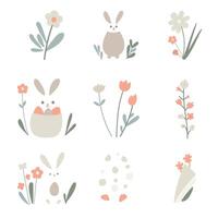 Easter elements set. Minimalist style . vector