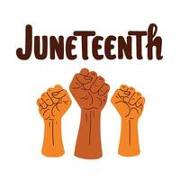 African american Juneteenth Freedom Day card with fists rised up vector