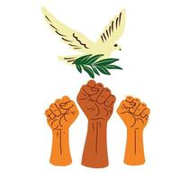 African american Juneteenth Freedom Day card with fists rised up and white dave vector