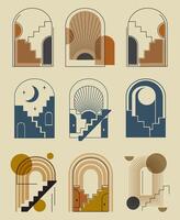 Abstract design Arabian simple element collection. Architecture minimal linear badge and emblem set vector