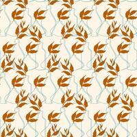 Vases simple seamless pattern. Red leaves branch in blue pot. Neutral art print for pottery class vector