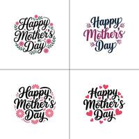 Elegant Happy Mother's Day Typography Set for Print and Digital Use vector