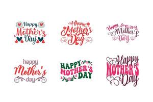 Happy Mother's Day Typography Set on White Background vector