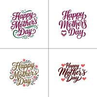 Set of Happy Mother's Day Typography Designs, 4 Unique Typography Options vector