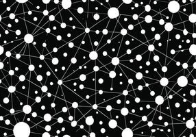 Abstract Network Graphic Design White Circles, Black Background, Connected Nodes, Interlinked Dots. vector