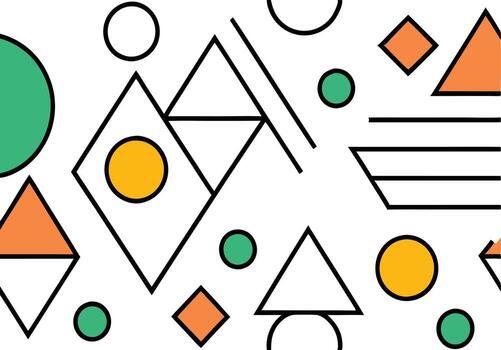 Abstract Geometric Shapes Colorful Triangles, Circles, and Lines vector