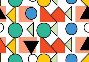 Abstract Geometric Pattern Circles, Triangles, Squares, Bold Colors vector