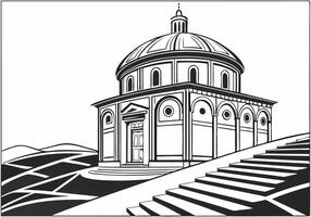 Classical Dome Structure Hilltop Temple Steps Architecture Design vector
