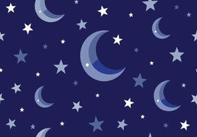 Crescent Moons, Twinkling Stars, Night Sky, Blue Background, Celestial Pattern, Seamless Design, Dre vector