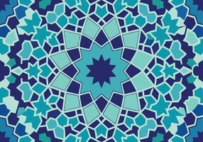 Abstract Geometric Mosaic Pattern Teal, Blue, Star Shapes vector