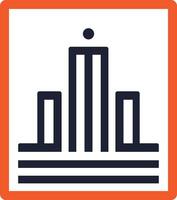 a city skyline icon with a building in the middle vector