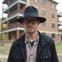 A man wearing a hat and glasses photo