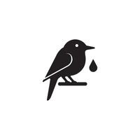 Icon silhouette of a bird sitting on a branch with food falling from its beak vector