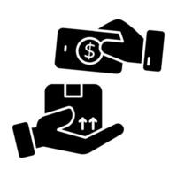 Conceptual flat design icon of cash on delivery graphics vector