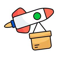 An flat design of rocket delivery vector