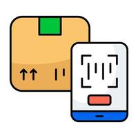 A flat design icon of mobile barcode reader vector
