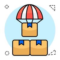 An icon design of parachutes delivery vector