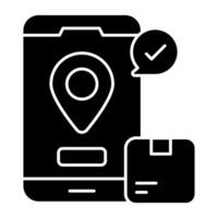 Perfect design iconsof mobile parcel location vector