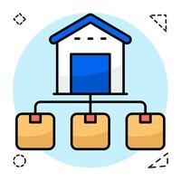 Flat design flat icon of warehouse vector