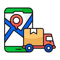 Perfect design icons of mobile cargo location vector