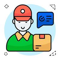 A unique design flat icon of delivery man vector